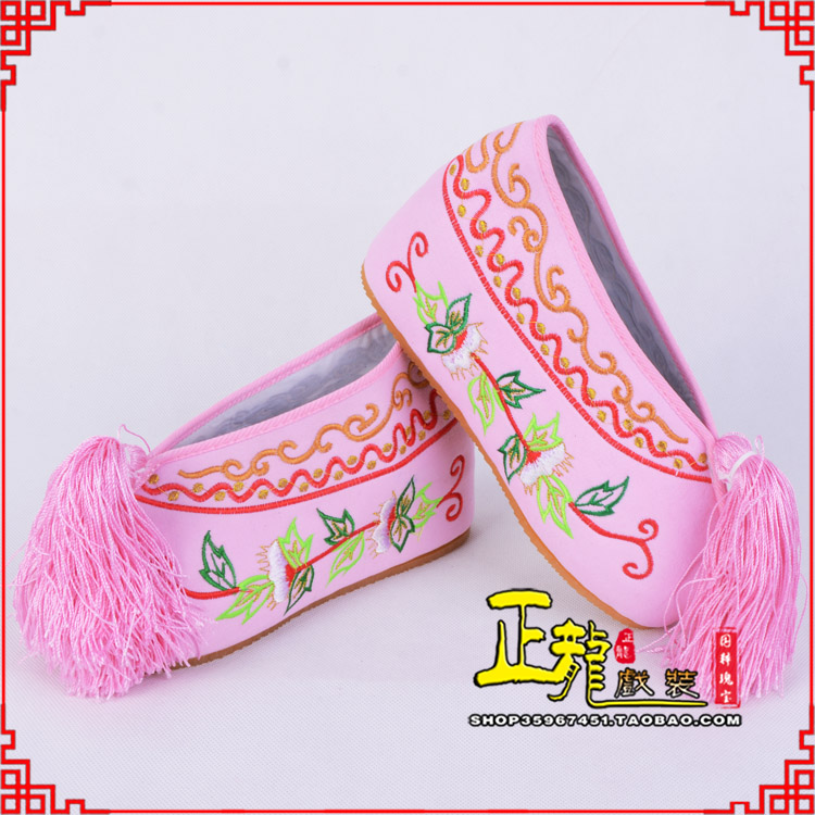 天峻花旦鞋女绣花彩鞋 舒适款草花内高彩鞋