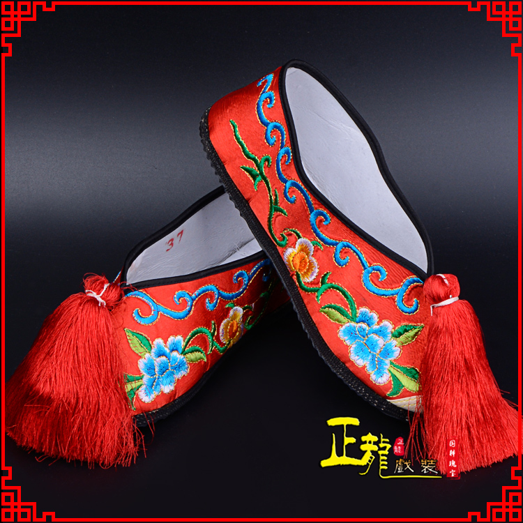 天峻京剧越剧戏曲彩鞋花旦绣花 普平底彩鞋